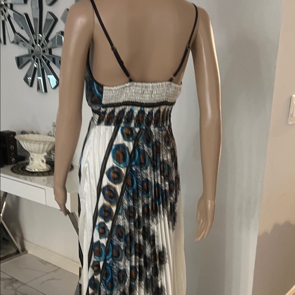 (STEP IN STYLE)Peacock Print Spaghetti Strap women’s Dress with Stretch Waist - Picture 11 of 17